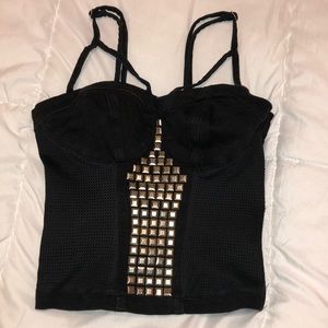 🖤 Topshop Black Corset Style with Silver Studs